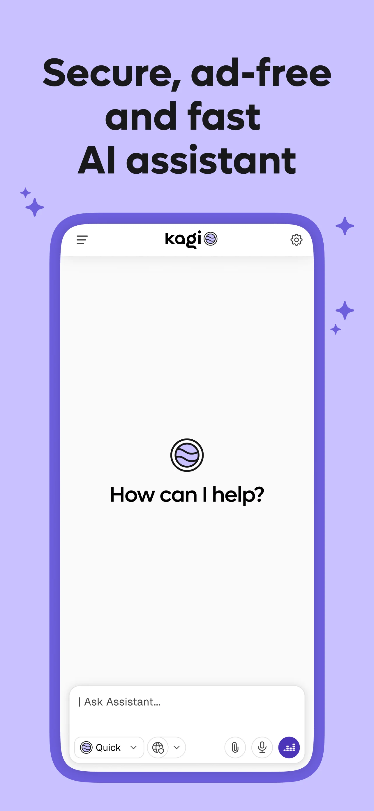 Кадр App Store: стартовый экран Kagi Assistant
