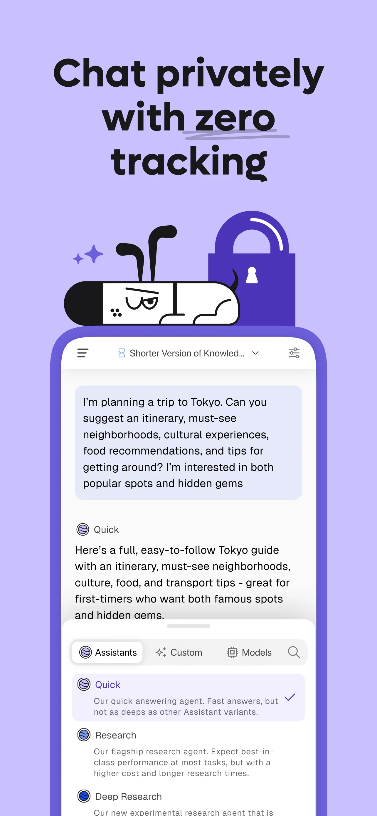 Кадр App Store: ответ Quick Assistant и выбор режимов