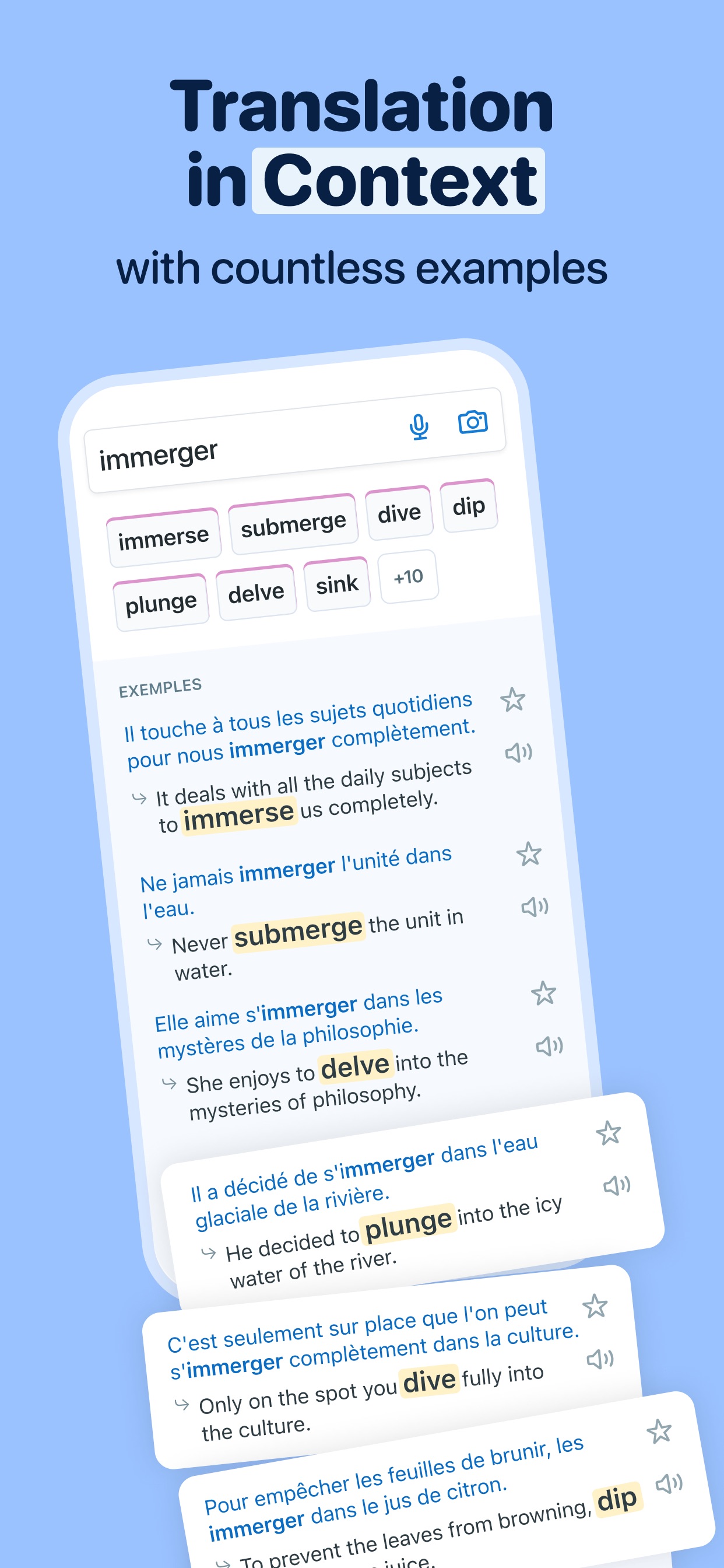 Официальная витрина iOS: разные переводы французского immerger